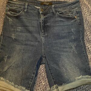 Judy Blue Bermuda, Frayed, Blue Jean Shorts, Size XL